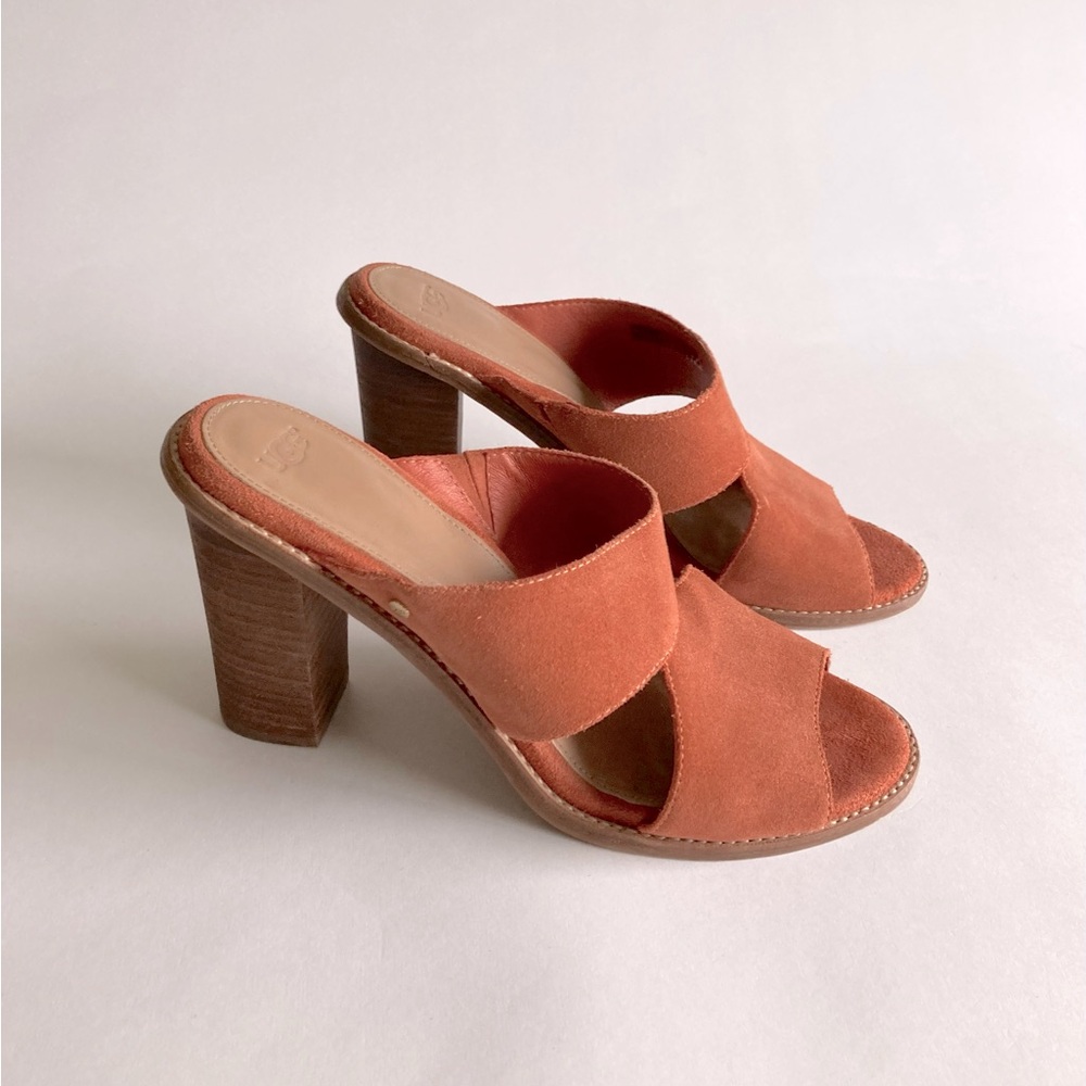 UGG Orange Suede Genuine Leather Heeled Sandals size 10